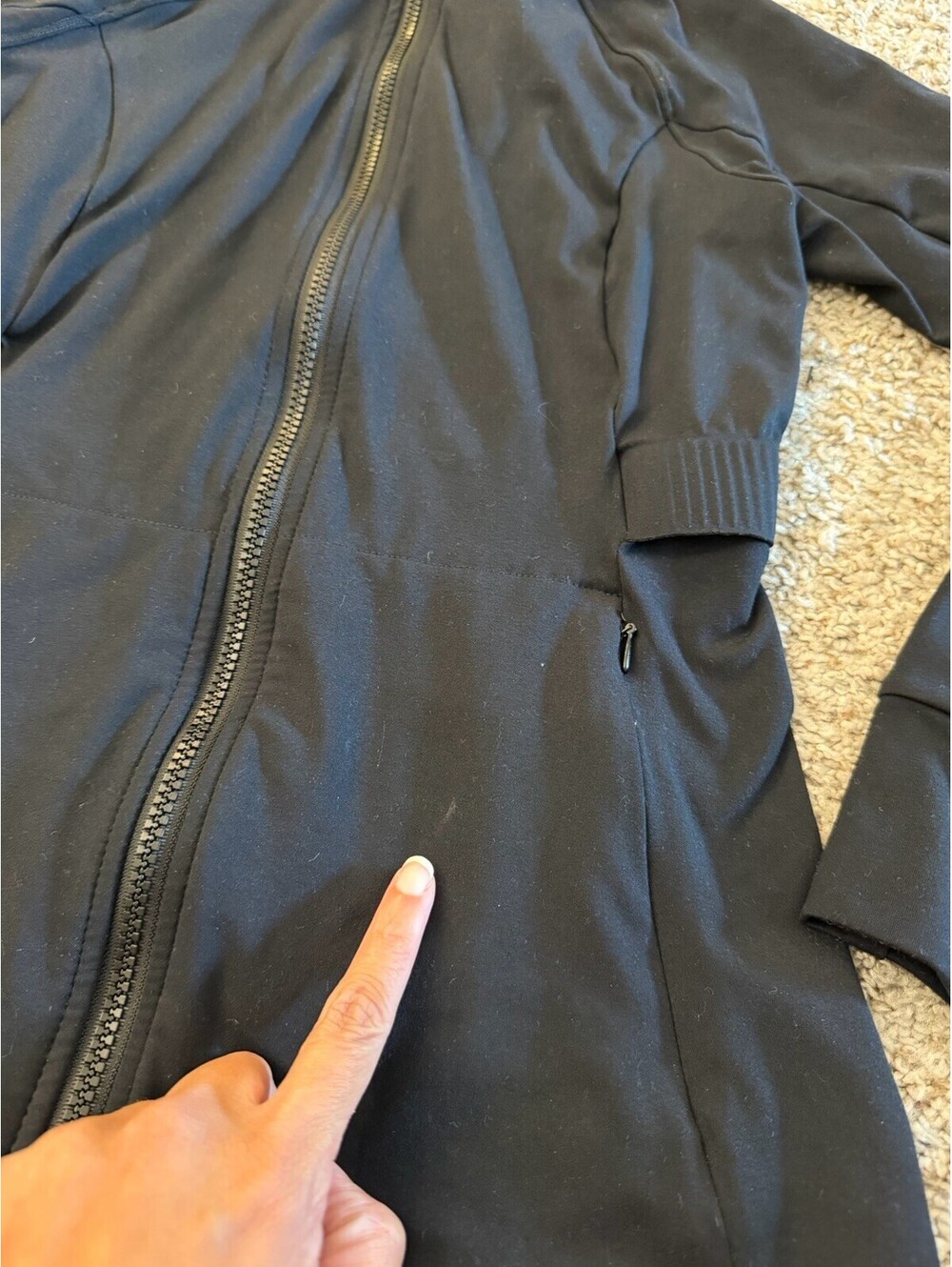 Fabletics Trinity Performance Jacket Black Zip-Up Peplum Size S Athleisure Yoga - Picture 6 of 8